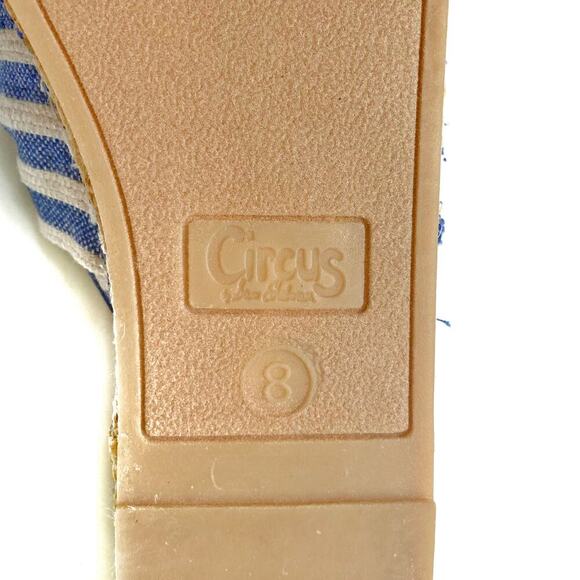 Circus Sam Edelman Striped Espadrille Mules 8 Bow Toe Slip On Canvas Summer Chic - Picture 16 of 16